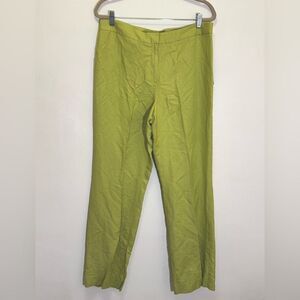 Isabella DeMarco - Straight Leg Linen Rayon Pants in Lime Green - size 14 NWT